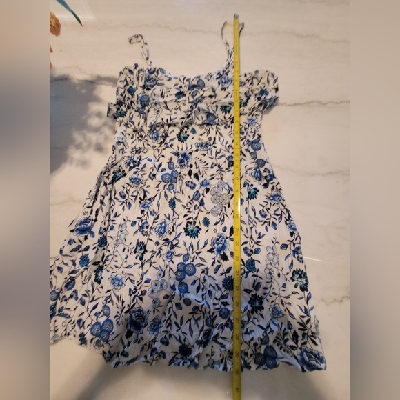 Divided (H&M) Blue Floral Flutter Neckline Mini Dress Size 10 - Picture 6 of 9